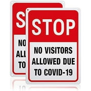 2pc 2 Pack Visitors Stop Warning Signs 7x10 inches 40 Mil Aluminum No Visitors Allowed Signs for Entertainment Places